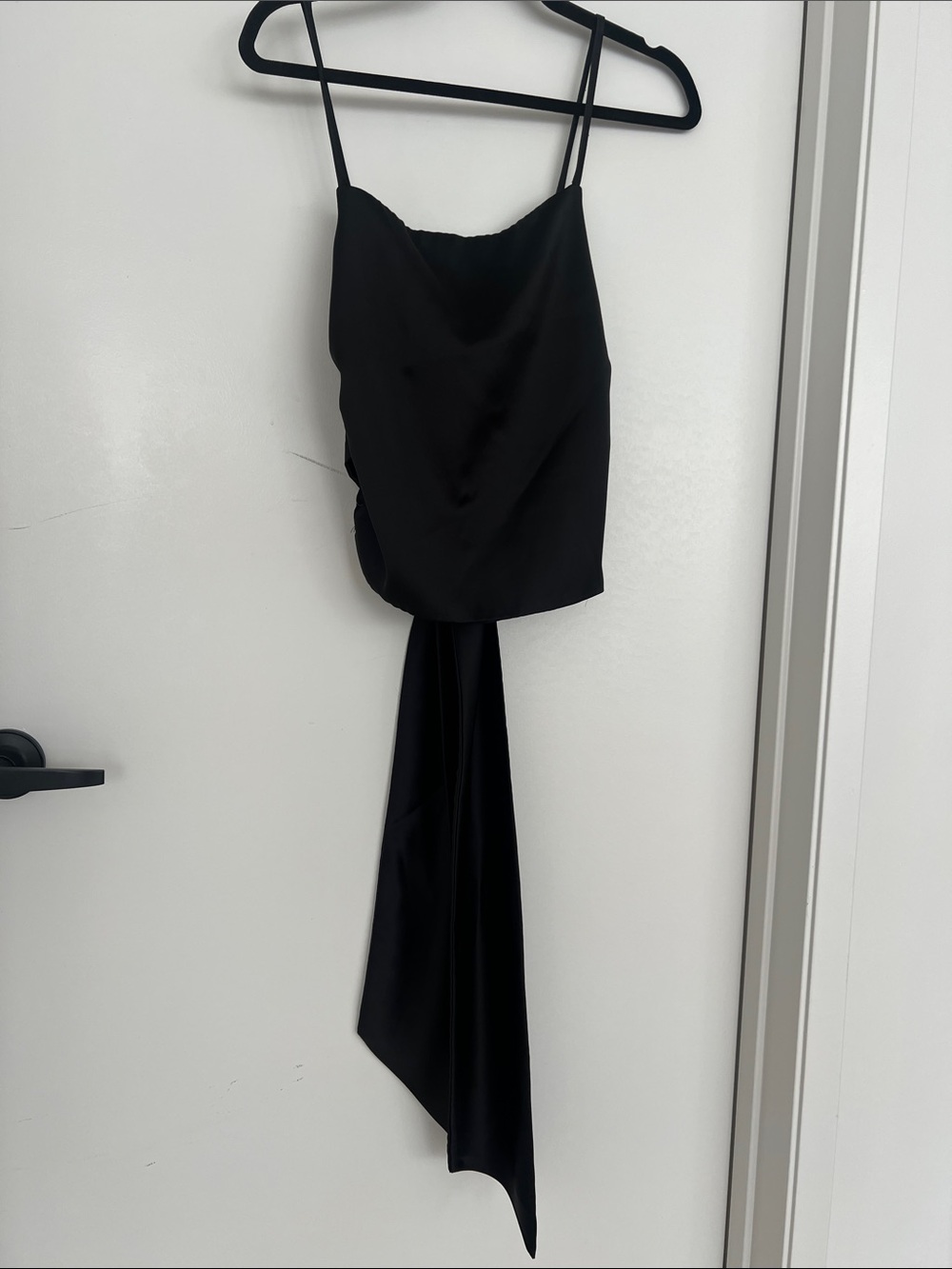 Zara Black Asymmetrical Satin Draped Skirt